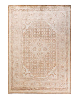 Traditional Mogul Beige Wool Area Rug 7' 10" x 9' 8" - Solo Rugs