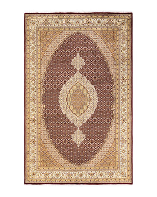 Traditional Mogul Red Wool Area Rug 6' 1" x 9' 5" - Solo Rugs
