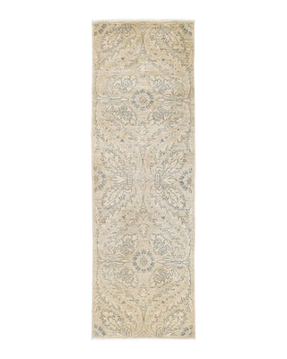 Contemporary Eclectic Green Wool Runner 2' 8" x 8' 2" - Solo Rugs