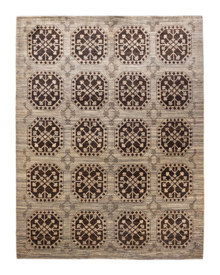 Contemporary Eclectic Ivory Wool Area Rug 7' 10" x 9' 10" - Solo Rugs