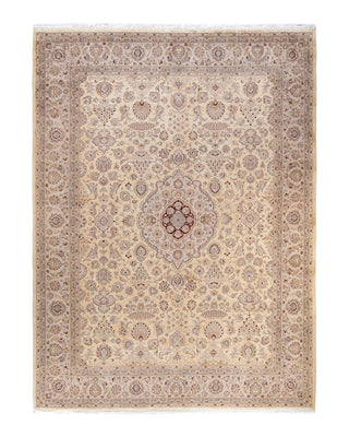 Traditional Mogul Beige Wool Area Rug 9' 0" x 12' 2" - Solo Rugs