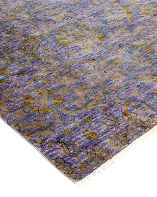 Contemporary Suzani Purple Wool Area Rug 9' 1" x 11' 8" - Solo Rugs