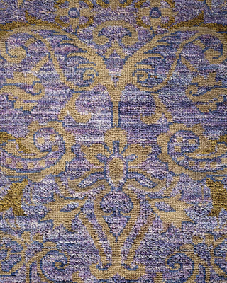 Contemporary Suzani Purple Wool Area Rug 9' 1" x 11' 8" - Solo Rugs
