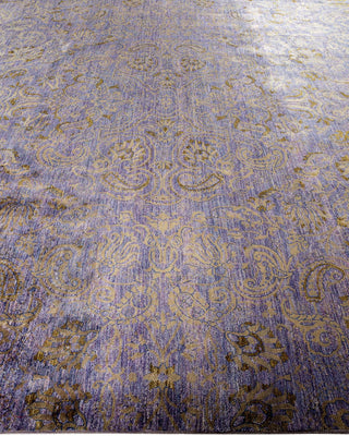 Contemporary Suzani Purple Wool Area Rug 9' 1" x 11' 8" - Solo Rugs