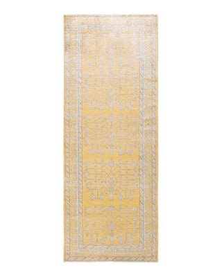 Contemporary Eclectic Yellow Wool Runner 3' 6" x 9' 0" - Solo Rugs