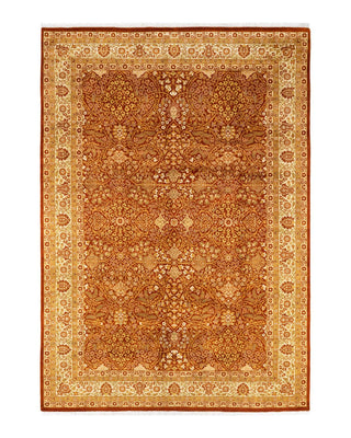 Traditional Mogul Orange Wool Area Rug 6' 2" x 8' 10" - Solo Rugs
