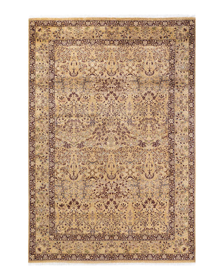 Traditional Mogul Yellow Wool Area Rug 6' 0" x 8' 8" - Solo Rugs