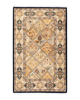 Traditional Mogul Brown Wool Area Rug 2' 8" x 4' 2" - Solo Rugs