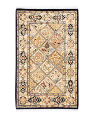 Traditional Mogul Brown Wool Area Rug 2' 8" x 4' 2" - Solo Rugs