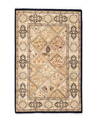 Traditional Mogul Brown Wool Area Rug 2' 8" x 4' 1" - Solo Rugs