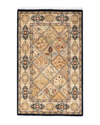 Traditional Mogul Brown Wool Area Rug 2' 8" x 4' 2" - Solo Rugs