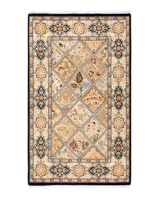 Traditional Mogul Brown Wool Area Rug 2' 8" x 4' 4" - Solo Rugs