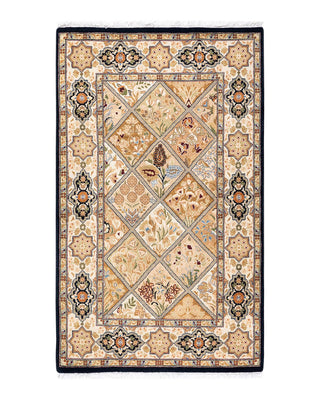 Traditional Mogul Brown Wool Area Rug 2' 8" x 4' 4" - Solo Rugs