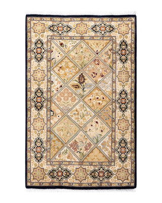 Traditional Mogul Brown Wool Area Rug 2' 8" x 4' 2" - Solo Rugs