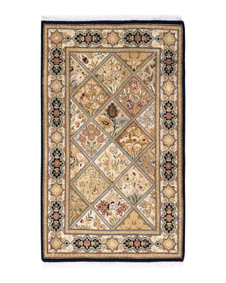 Traditional Mogul Brown Wool Area Rug 2' 2" x 3' 7" - Solo Rugs