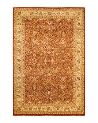 Traditional Mogul Orange Wool Area Rug 6' 3" x 9' 4" - Solo Rugs