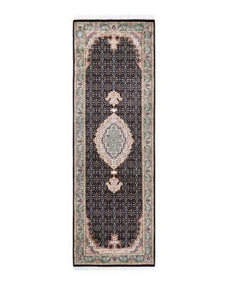 Traditional Mogul Black Wool Runner 2' 6" x 8' 1" - Solo Rugs