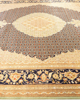 Traditional Mogul Green Wool Area Rug 9' 0" x 12' 4" - Solo Rugs