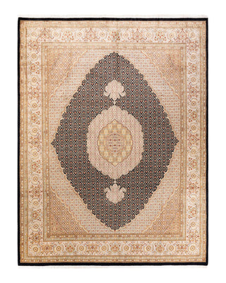 Traditional Mogul Black Wool Area Rug 8' 1" x 10' 5" - Solo Rugs