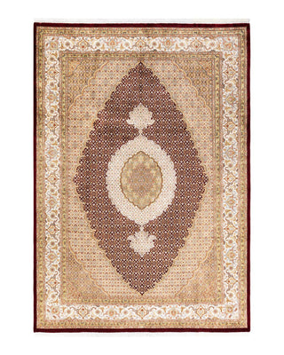 Traditional Mogul Red Wool Area Rug 7' 0" x 10' 1" - Solo Rugs