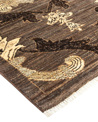 Contemporary Eclectic Brown Wool Area Rug 9' 1" x 12' 3" - Solo Rugs