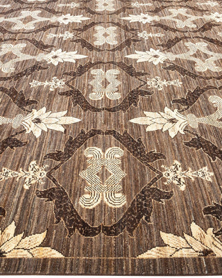 Contemporary Eclectic Brown Wool Area Rug 9' 1" x 12' 3" - Solo Rugs
