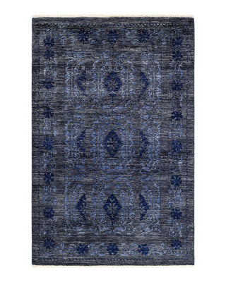 Contemporary Eclectic Gray Wool Area Rug 4' 1" x 6' 4" - Solo Rugs