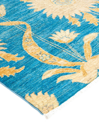 Contemporary Eclectic Light Blue Wool Area Rug 4' 2" x 5' 9" - Solo Rugs