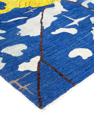 Contemporary Eclectic Blue Wool Area Rug 6' 4" x 8' 9" - Solo Rugs