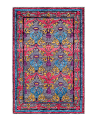 Contemporary Arts & Crafts Gray Wool Area Rug 6' 0" x 8' 9" - Solo Rugs