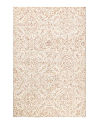 Contemporary Eclectic Ivory Wool Area Rug 4' 1" x 6' 3" - Solo Rugs