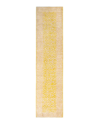 Contemporary Eclectic Yellow Wool Runner 2' 9" x 11' 8" - Solo Rugs