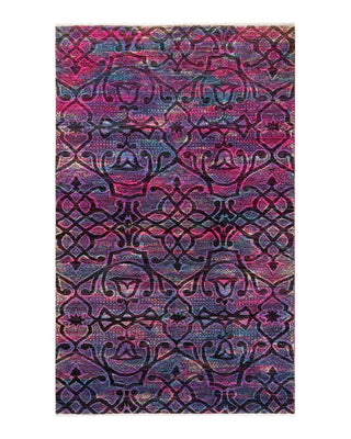 Contemporary Vibrance Pink Wool Area Rug 5' 1" x 8' 0" - Solo Rugs