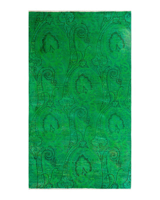 Contemporary Vibrance Green Wool Area Rug 4' 10" x 7' 10" - Solo Rugs