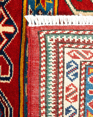 Bohemian Tribal Orange Wool Area Rug 4' 3" x 5' 6" - Solo Rugs