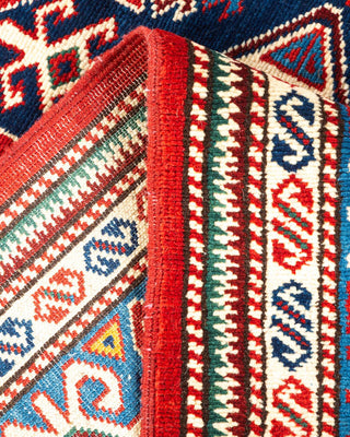 Bohemian Tribal Orange Wool Area Rug 4' 3" x 5' 6" - Solo Rugs