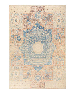 Contemporary Eclectic Light Blue Wool Area Rug 6' 8" x 9' 10" - Solo Rugs