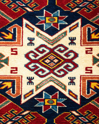 Bohemian Tribal Red Wool Area Rug 5' 0" x 6' 7" - Solo Rugs