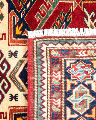 Bohemian Tribal Red Wool Area Rug 5' 0" x 6' 7" - Solo Rugs