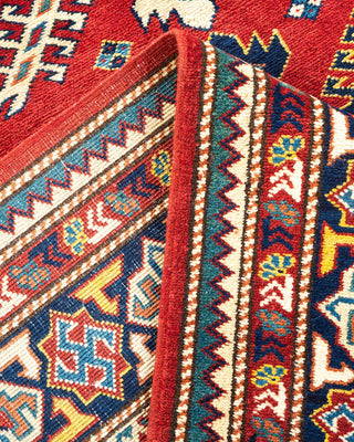 Bohemian Tribal Orange Wool Area Rug 4' 10" x 7' 2" - Solo Rugs