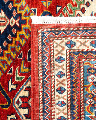 Bohemian Tribal Orange Wool Area Rug 5' 0" x 6' 9" - Solo Rugs