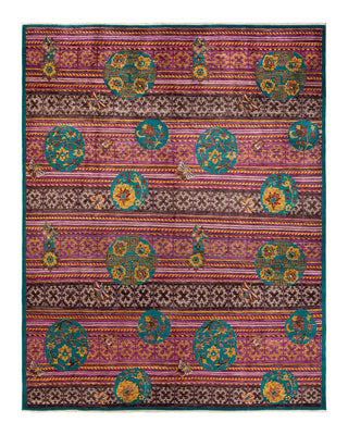 Contemporary Suzani Green Wool Area Rug 8' 1" x 10' 3" - Solo Rugs