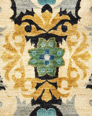 Contemporary Suzani Black Wool Area Rug 12' 2" x 17' 7" - Solo Rugs