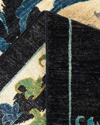 Contemporary Suzani Black Wool Area Rug 12' 2" x 17' 7" - Solo Rugs