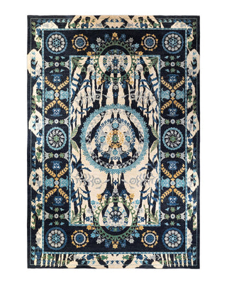 Contemporary Suzani Black Wool Area Rug 12' 2" x 17' 7" - Solo Rugs