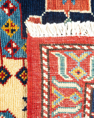 Bohemian Tribal Red Wool Area Rug 6' 2" x 7' 7" - Solo Rugs