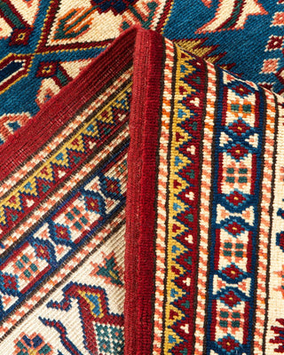 Bohemian Tribal Red Wool Area Rug 4' 4" x 5' 7" - Solo Rugs