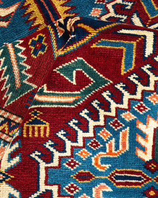 Bohemian Tribal Red Wool Area Rug 4' 4" x 5' 7" - Solo Rugs