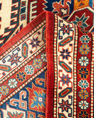 Bohemian Tribal Red Wool Area Rug 6' 1" x 7' 6" - Solo Rugs