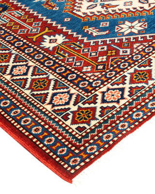 Bohemian Tribal Red Wool Area Rug 3' 9" x 4' 10" - Solo Rugs